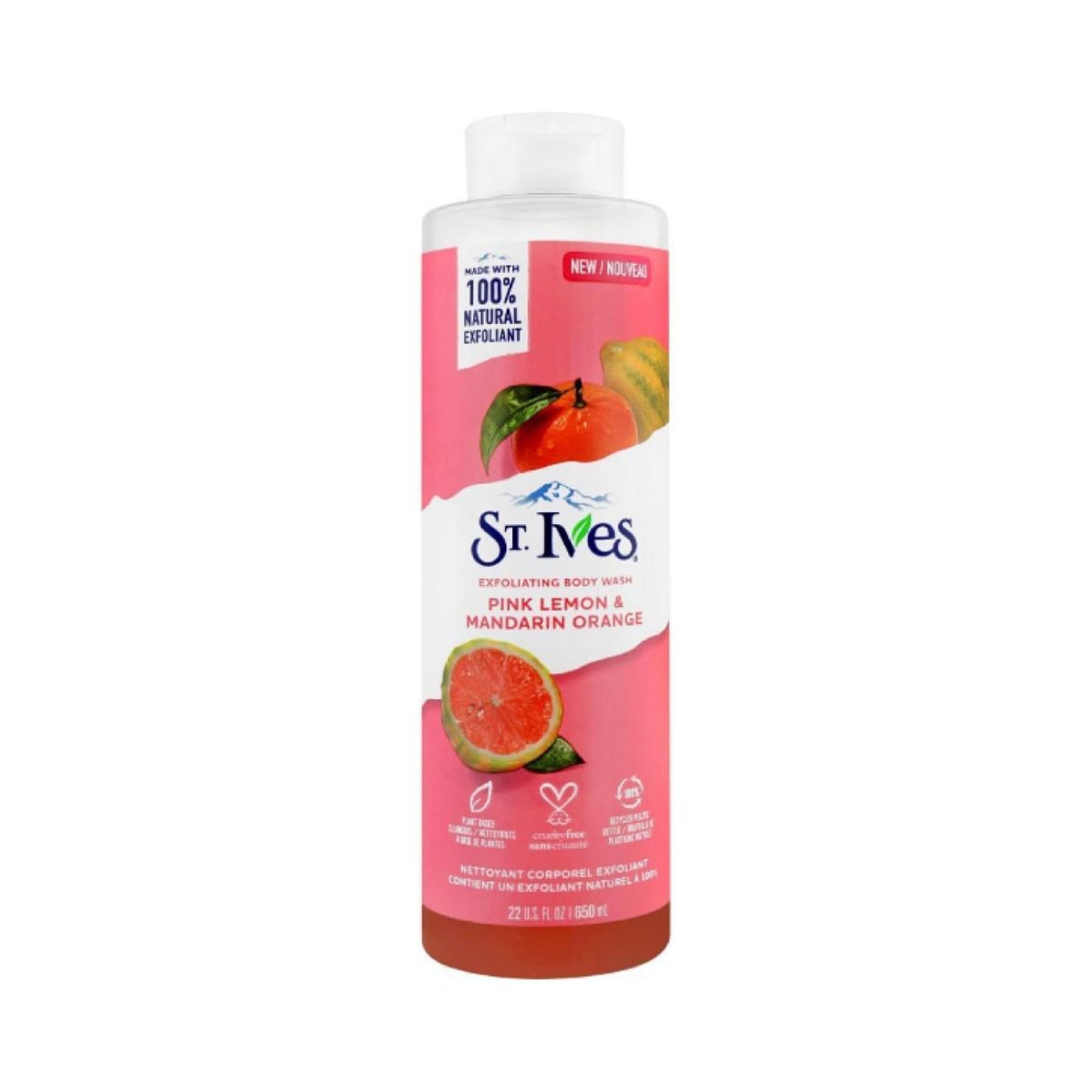 077043002162 St. Ives Pink Lemon and Mandarin Exfoliating Body Wash 650ml - Image 1