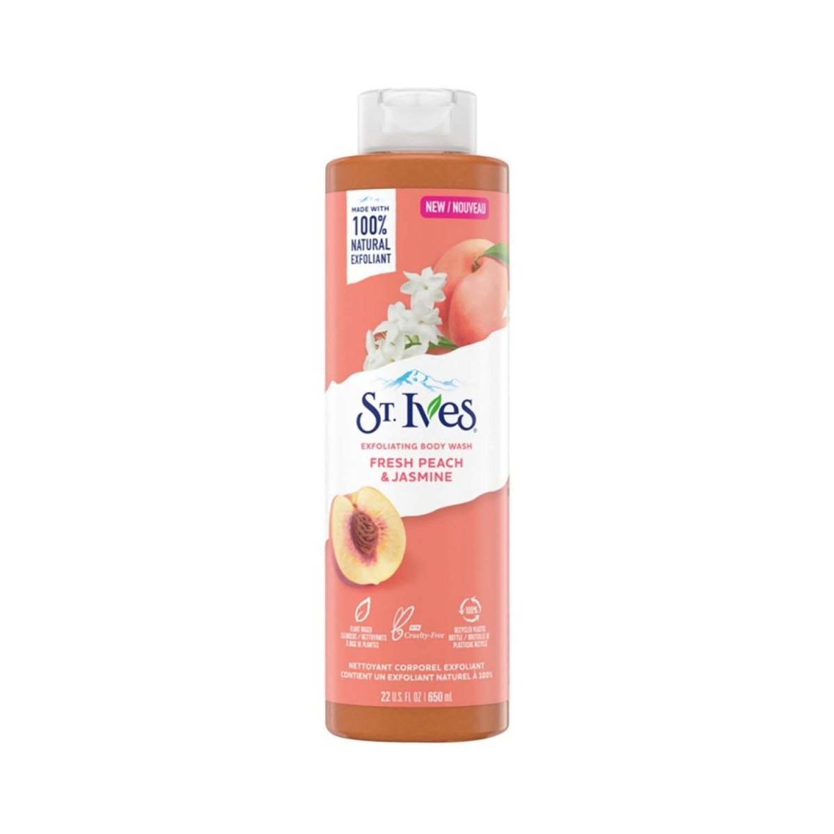 077043003213.jpg St. Ives Peach and Jasmine Body Wash 650ml - Image 1