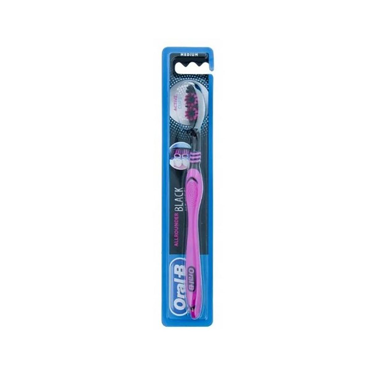 3014260101633 Oral B All round Black Medium Toothbrush - Image 1