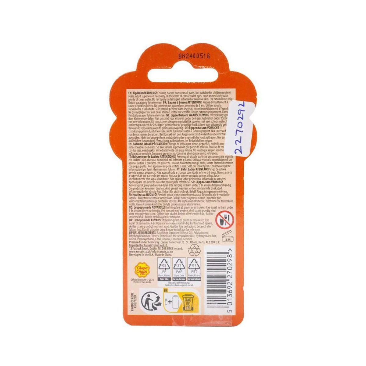 Chupa Chups Lip Balm Juicy Orange 4g - Image 2