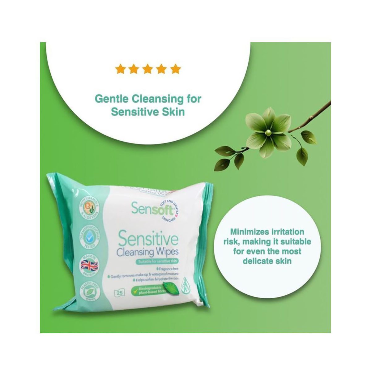 Sensoft Deep Cleansing Skincare Wipes 25 Pack - Image 4