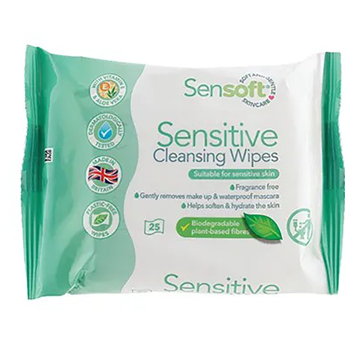 Sensoft Sensitive Cleansing Skincare Wipes 25 Pack - Image 1