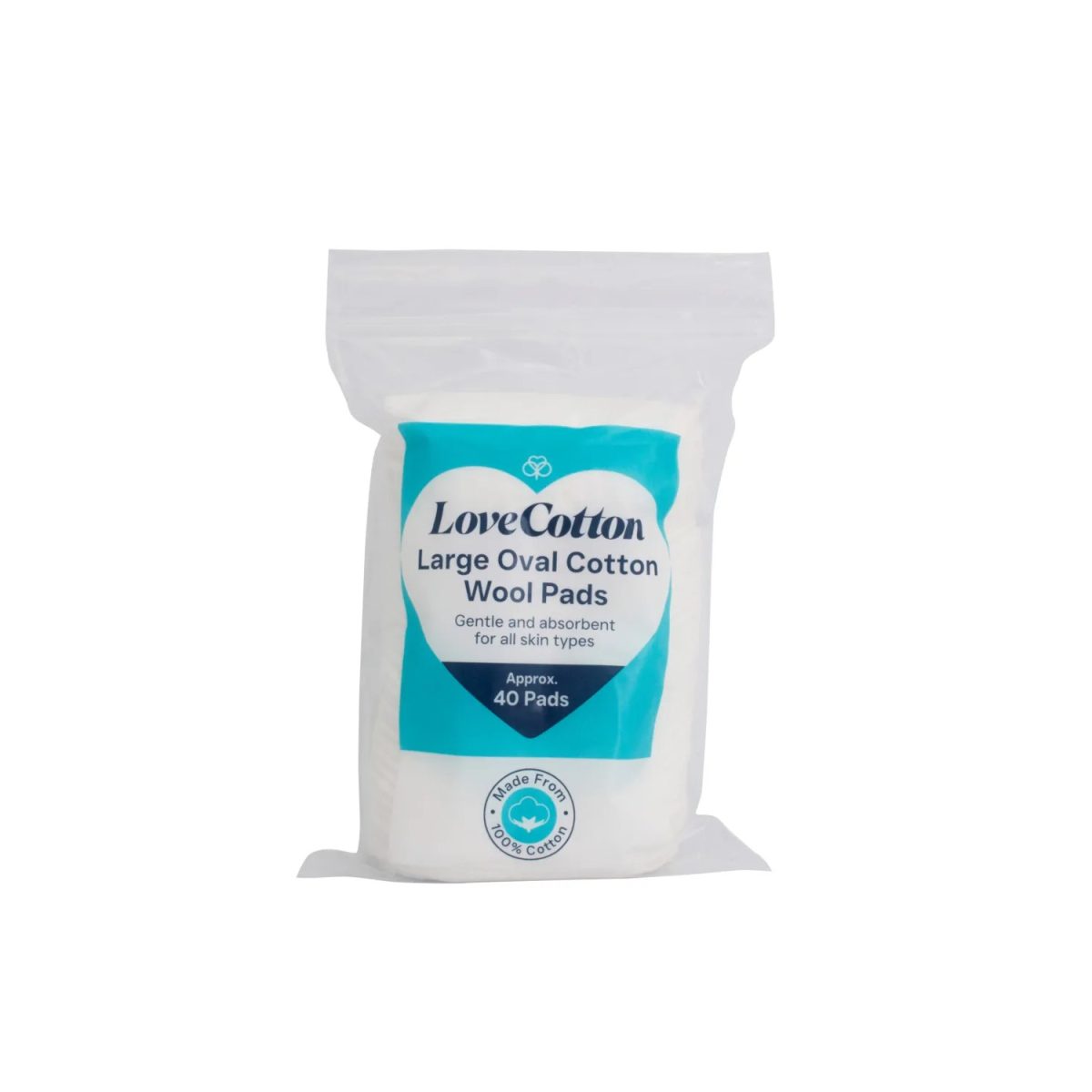 5031468213980 Love Cotton Large Oval Cotton Pads 40's - Image 1