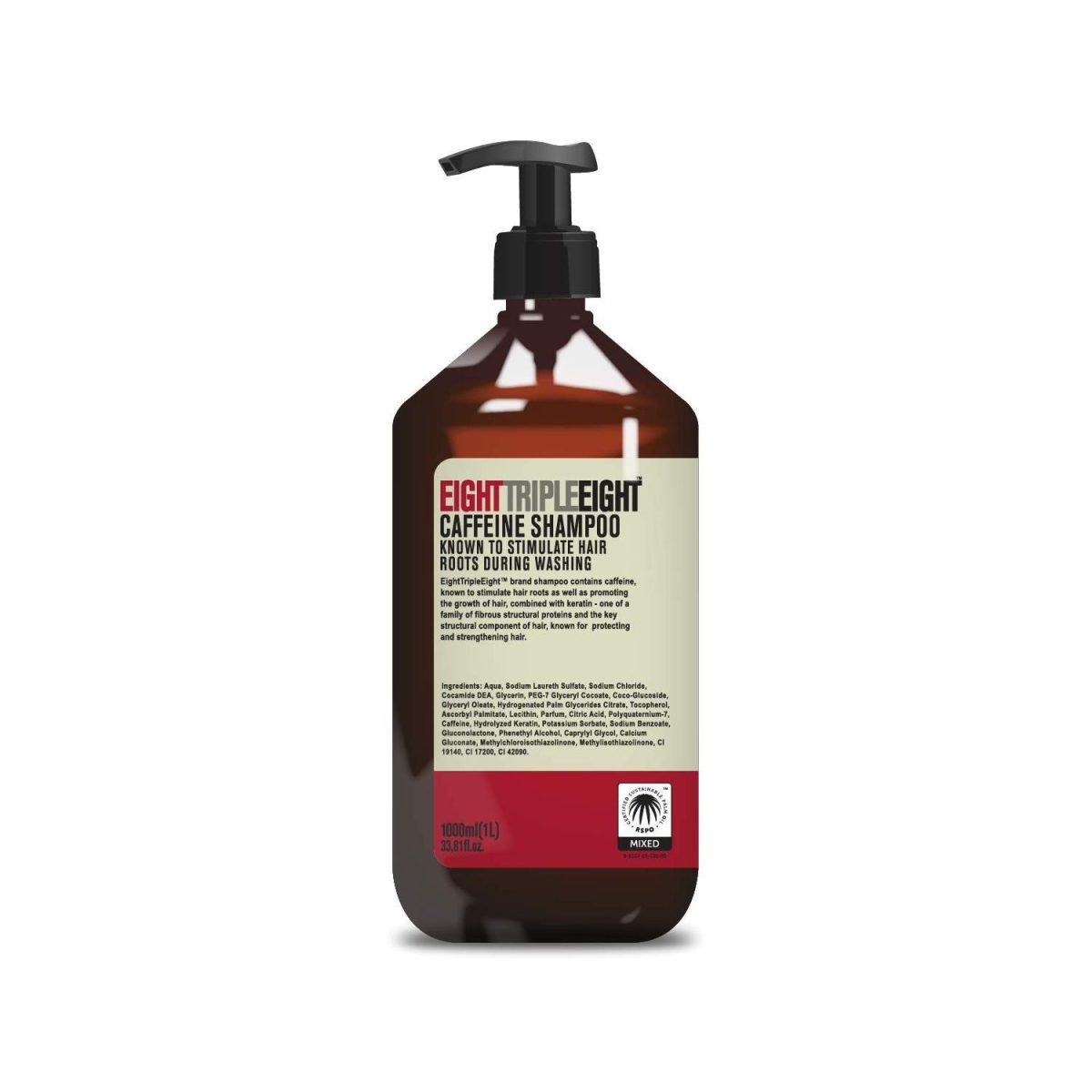 5055586605069 Eight Triple Eight Caffeine Shampoo 1L - Image 1