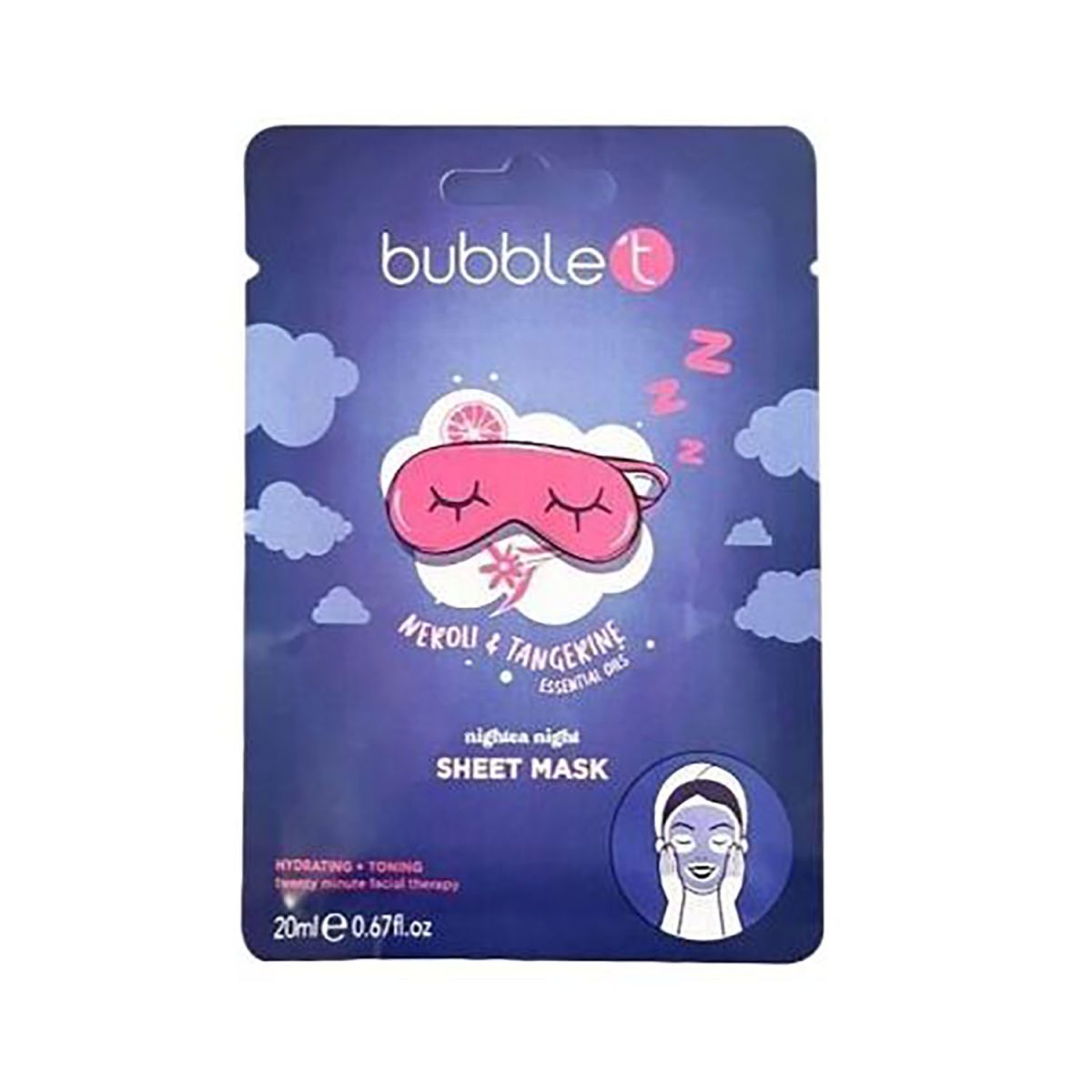 Bubble T Nightea Hydrating & Toning Sheet Face Mask Neroli & Tangerine 20ml - Image 1