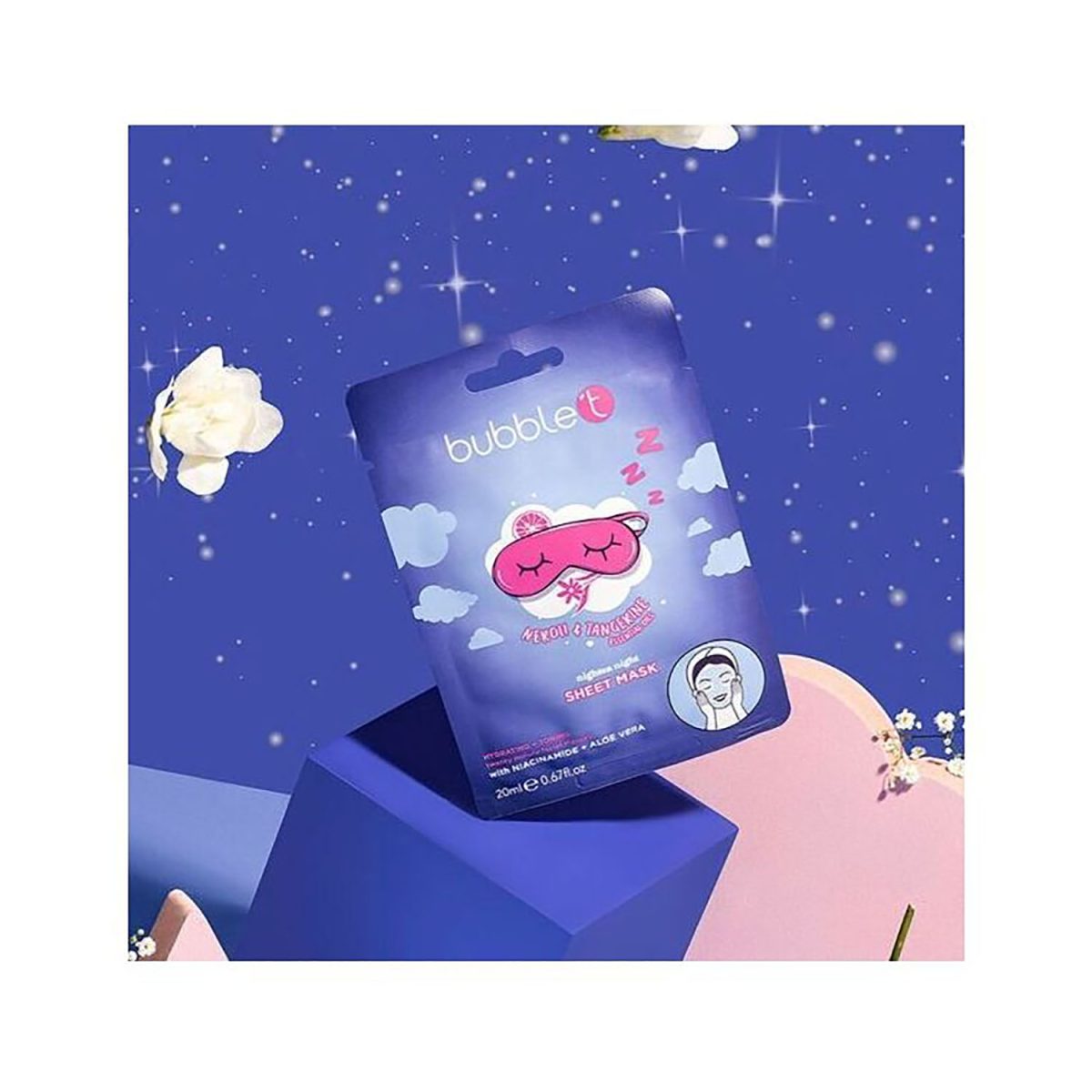 Bubble T Nightea Hydrating & Toning Sheet Face Mask Neroli & Tangerine 20ml - Image 2