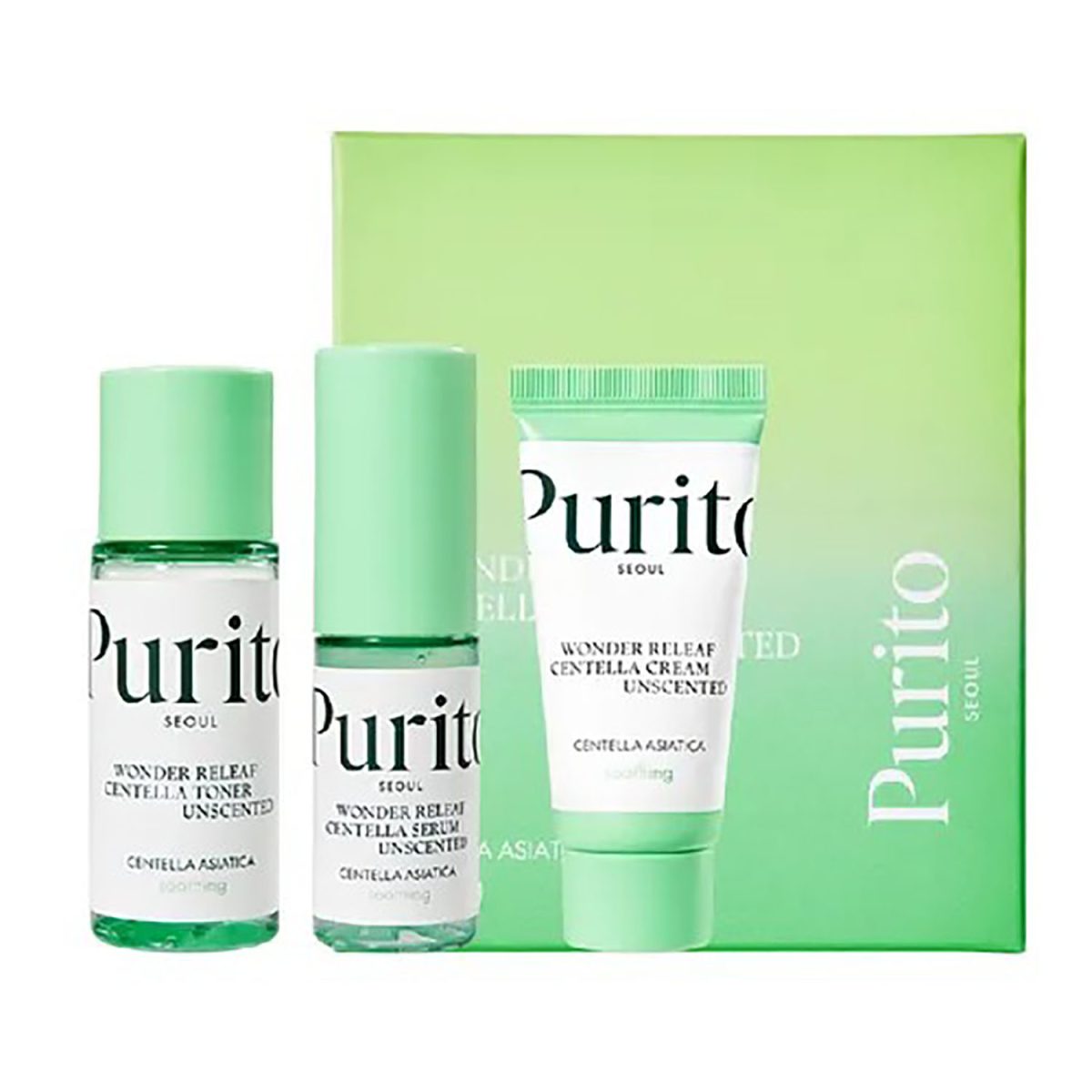 8809563100828 Purito Wonder Releaf Mini Kit Centella Unscented Travel Starter Set - Image 1