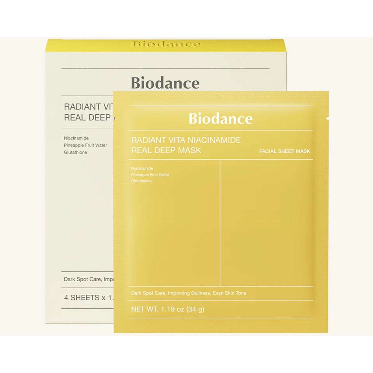 Biodance Radiant Vita Niacinamide Real Deep Mask Sheet 34g - Image 1